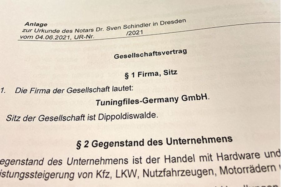 Tuningfiles Gründung der Tuningfiles-Germany GmbH